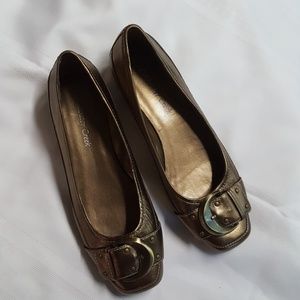 Coldwater Creek gold tone slip ons